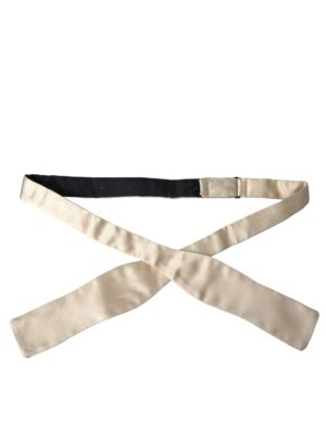 Dolce & Gabbana Beige Silk Slim Skinny Necktie Men Bow Tie