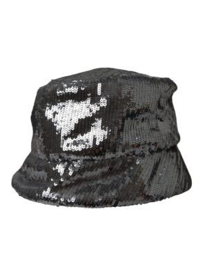 Dolce & Gabbana Silver Sequined Nylon Bucket Hat Men