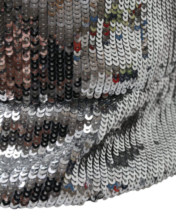 Dolce & Gabbana Silver Sequined Nylon Bucket Hat Men - Image 4