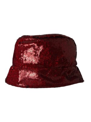 Dolce & Gabbana Red Sequined Nylon Bucket Hat Men