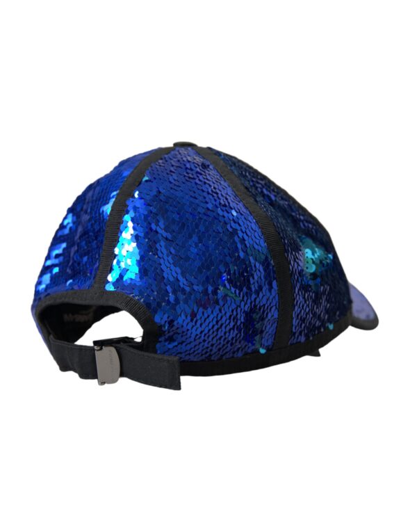 Dolce & Gabbana Royal Blue Sequin Baseball Hat Men - Image 3