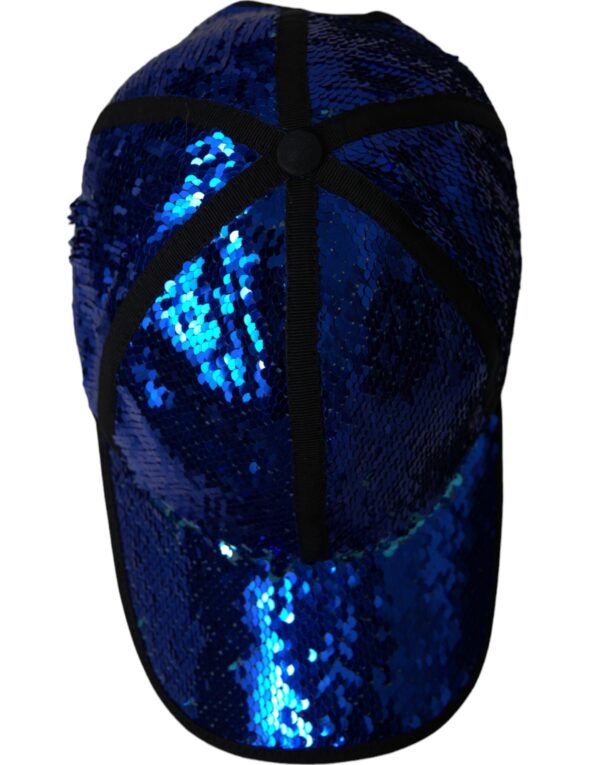 Dolce & Gabbana Royal Blue Sequin Baseball Hat Men - Image 4