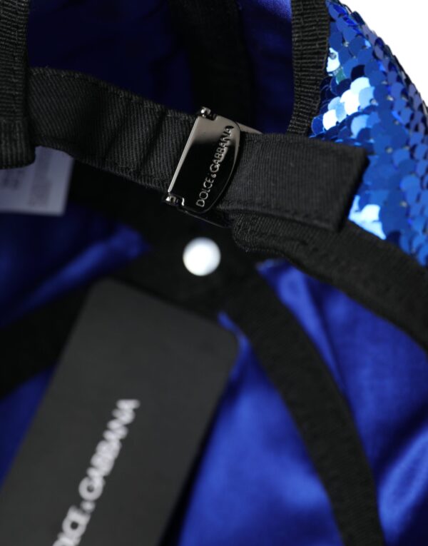 Dolce & Gabbana Royal Blue Sequin Baseball Hat Men - Image 7