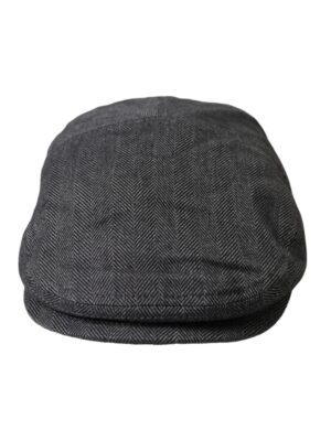 Dolce & Gabbana Gray Herringbone Crown Newsboy Hat Men