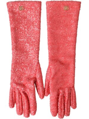 Dolce & Gabbana Pink Lurex Fantasia Mid Arm Length Gloves