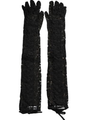 Dolce & Gabbana Black Taormina Lace Elbow Length Gloves