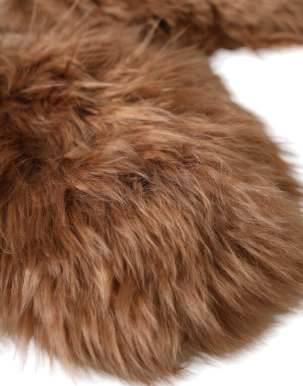 Dolce & Gabbana Brown Cashmere Knitted Fur Mid Arm Mitten Gloves - Image 5