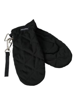 Dolce & Gabbana Black Quilted Nylon Wrist Length Mitten Gloves