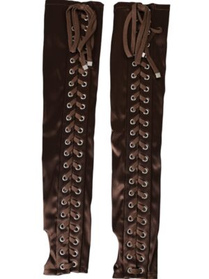 Dolce & Gabbana Brown Acetate Lace Up Fingerless Gloves