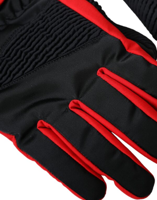 Dolce & Gabbana Black Red Nylon Wrist Length Gloves - Image 3