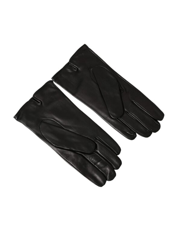 Dolce & Gabbana Black Leather Embossed Logo Short Hands Gloves - Image 3