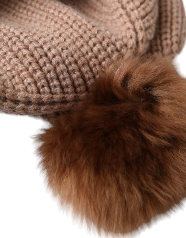 Dolce & Gabbana Brown Solid Knitted Fur Ball Winter Beanie Hat - Image 3