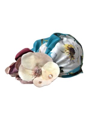 Dolce & Gabbana Blue Floral Motif Turban Head Hat Women