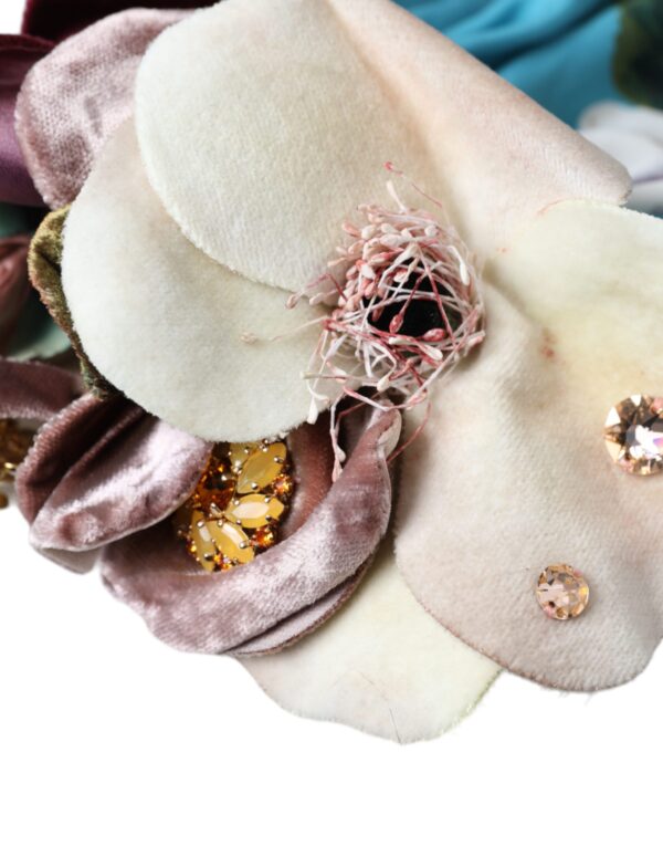 Dolce & Gabbana Blue Floral Motif Turban Head Hat Women - Image 6