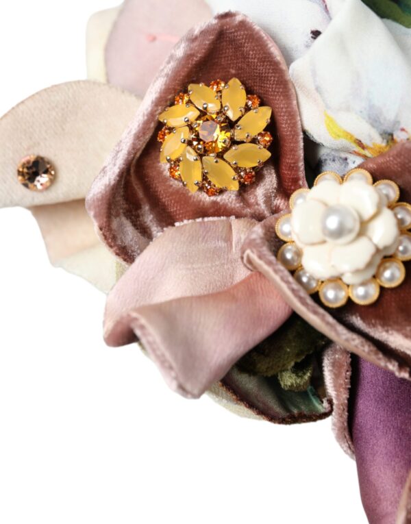 Dolce & Gabbana Blue Floral Motif Turban Head Hat Women - Image 7