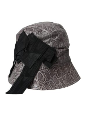 Dolce & Gabbana Black Gray Patterned Leather Bucket Hat