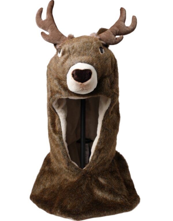 Dolce & Gabbana Brown Deer Faux Fur Whole Head Hat - Image 2