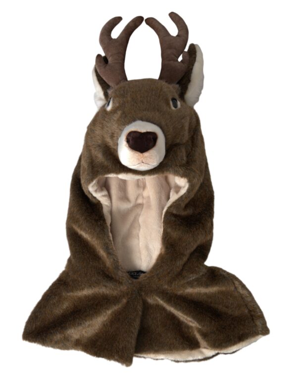 Dolce & Gabbana Brown Deer Faux Fur Whole Head Hat - Image 5