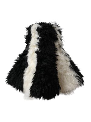 Dolce & Gabbana Black White Stripes Mohair Fur Bucket Hat