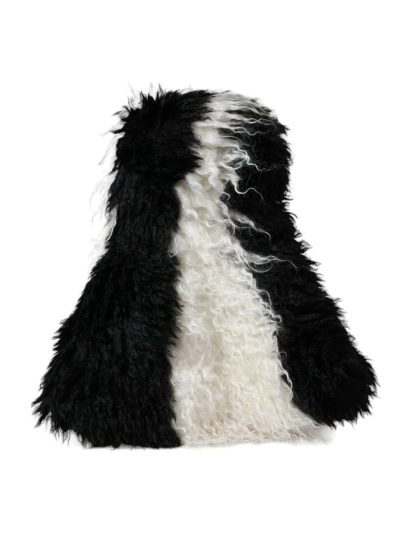 Dolce & Gabbana Black White Stripes Mohair Fur Bucket Hat - Image 3