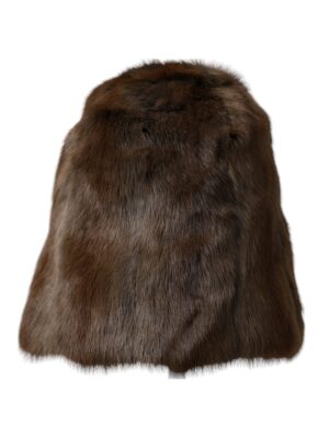 Dolce & Gabbana Brown Weasel Fur Womens Cashmere Hat Beanie