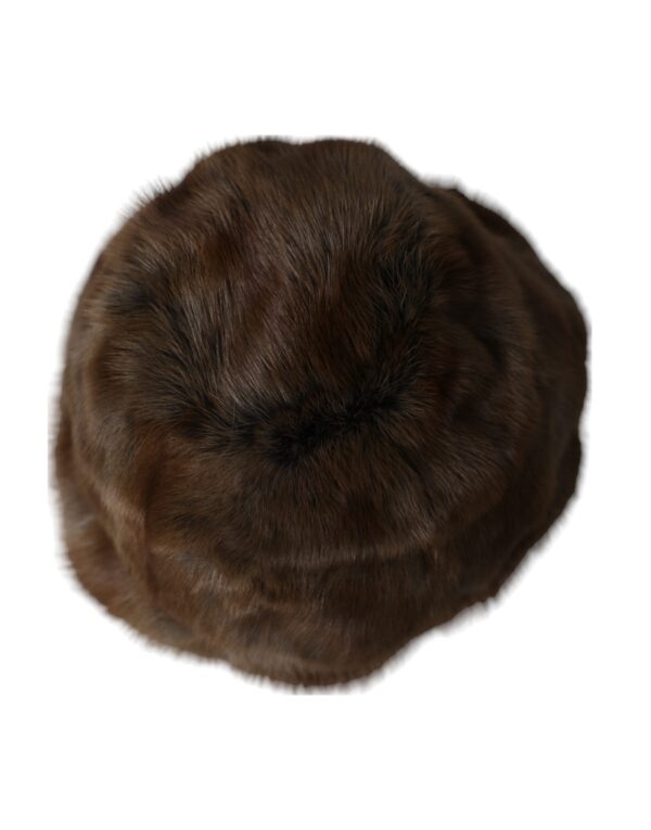 Dolce & Gabbana Brown Weasel Fur Womens Cashmere Hat Beanie - Image 3