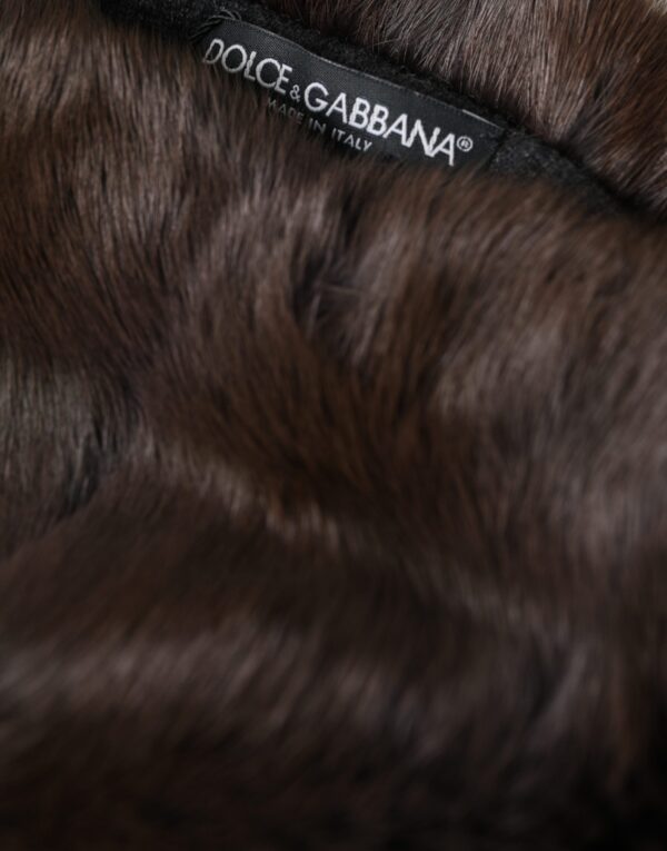 Dolce & Gabbana Brown Weasel Fur Womens Cashmere Hat Beanie - Image 5