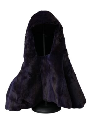 Dolce & Gabbana Black Weasel Fur Whole Head Wrap Hat