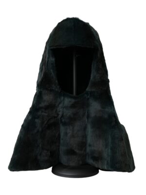 Dolce & Gabbana Black Weasel Fur Whole Head Wrap Hat