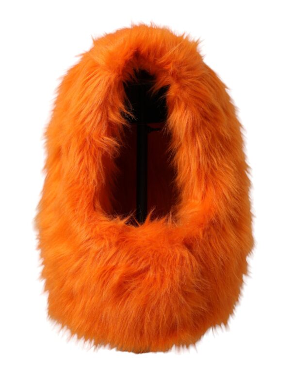 Dolce & Gabbana Orange Faux Fur Whole Head Wrap Hat - Image 2