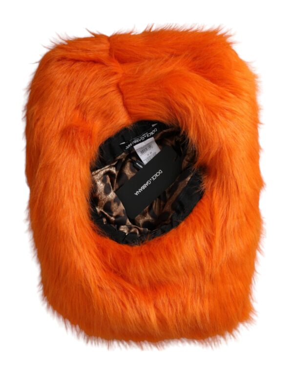 Dolce & Gabbana Orange Faux Fur Polyester Fedora Hat - Image 7