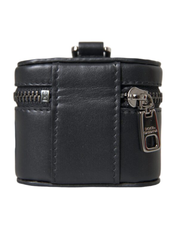 Dolce & Gabbana Black DG Logo Leather Silver Metal Airpods Case - Image 3