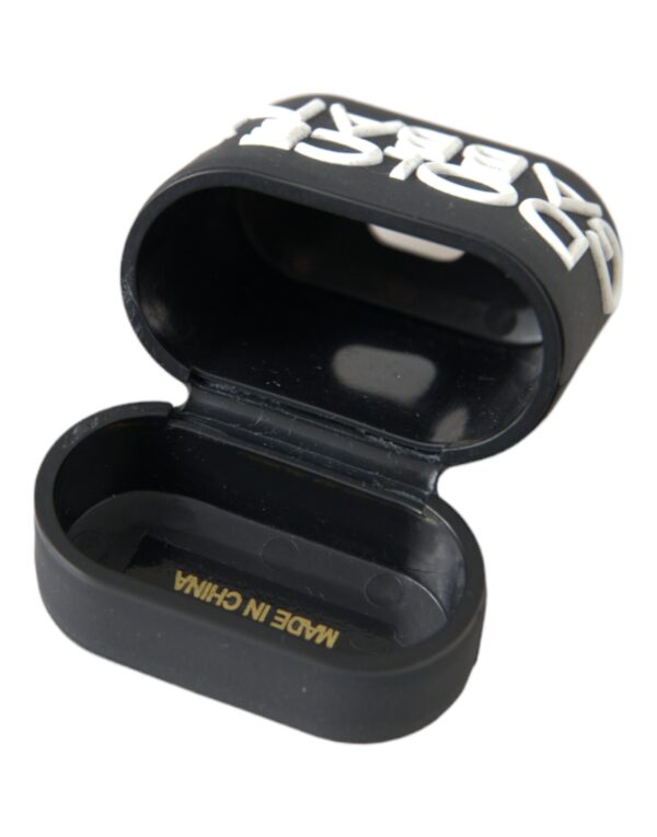 Dolce & Gabbana Black White Silicone Embossed Logo Airpods Case - Image 6