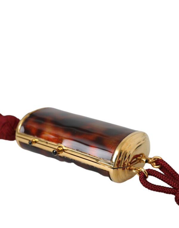 Dolce & Gabbana Brown Leopard Mini Mirror Tassel Make Up Holder Bag - Image 4