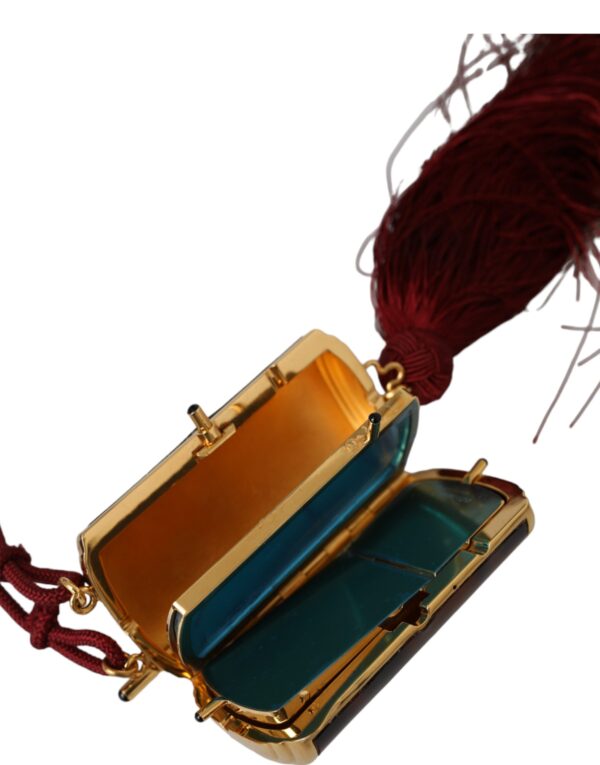 Dolce & Gabbana Brown Leopard Mini Mirror Tassel Make Up Holder Bag - Image 7
