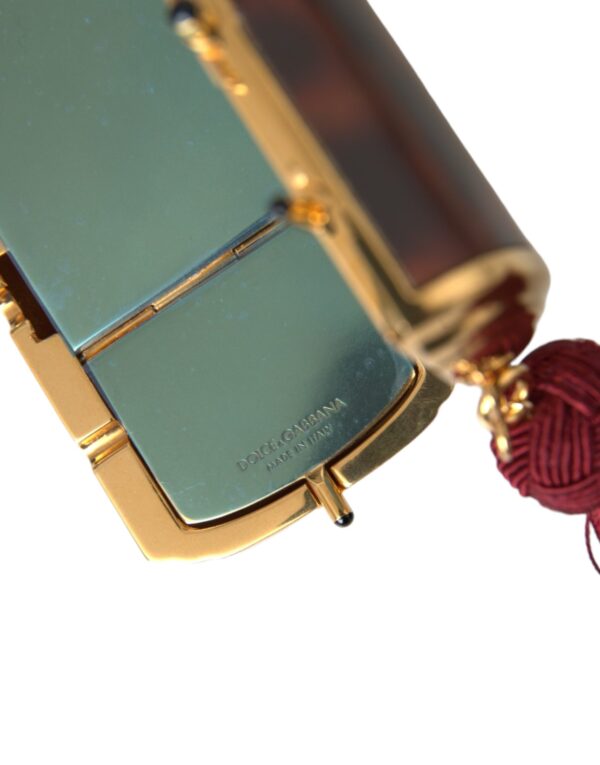 Dolce & Gabbana Brown Leopard Mini Mirror Tassel Make Up Holder Bag - Image 8