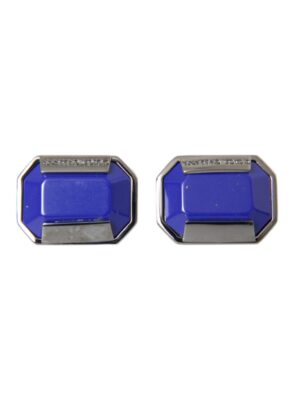 Dolce & Gabbana Silver Plated Brass Pin Crystal Cufflinks