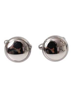Dolce & Gabbana Silver Plated Brass Round Pin Men Cufflinks