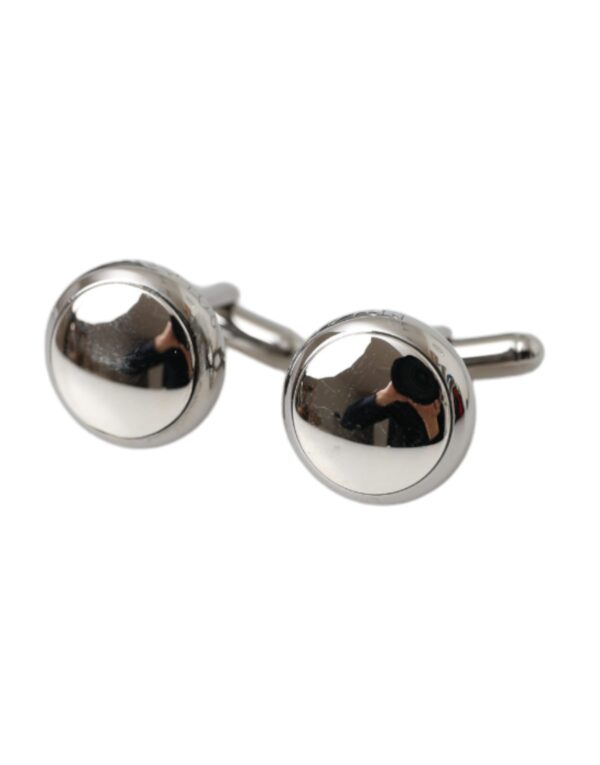 Dolce & Gabbana Silver Plated Brass Round Pin Men Cufflinks - Image 2