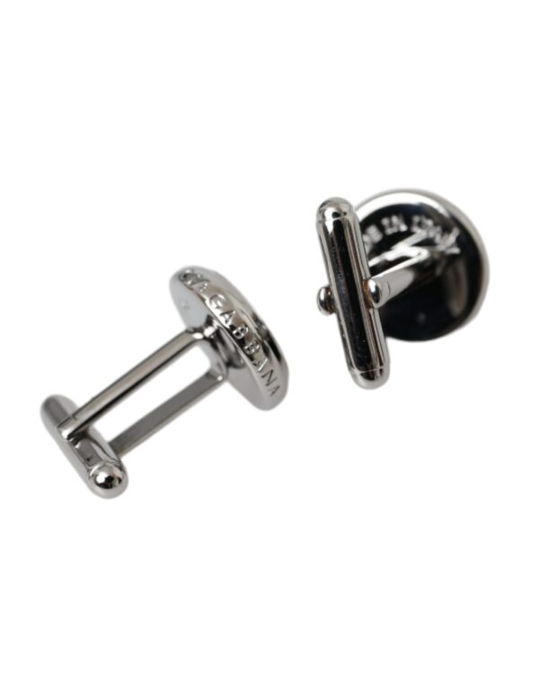 Dolce & Gabbana Silver Plated Brass Round Pin Men Cufflinks - Image 4