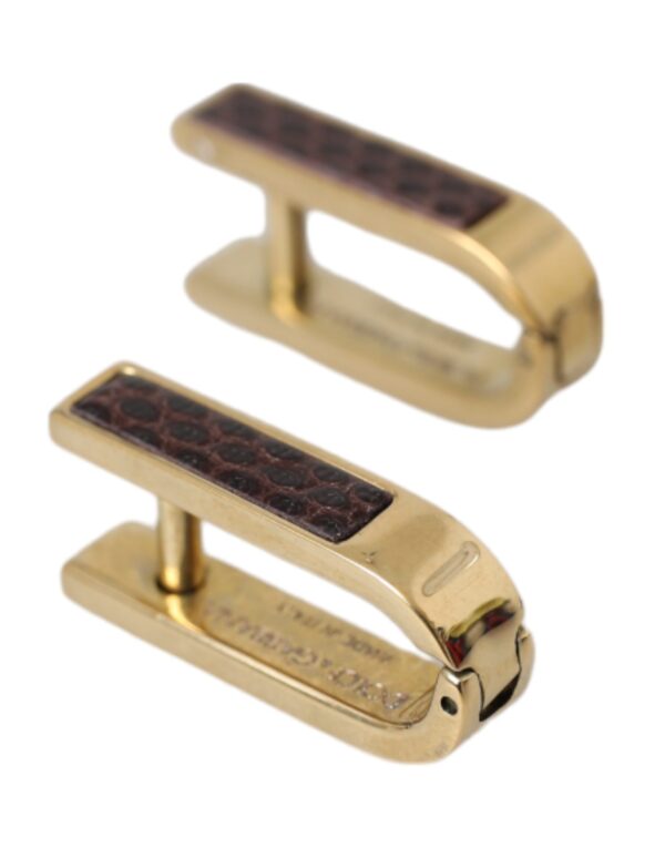 Dolce & Gabbana Gold Plated Metal Brass Pin Men Cufflinks - Image 3
