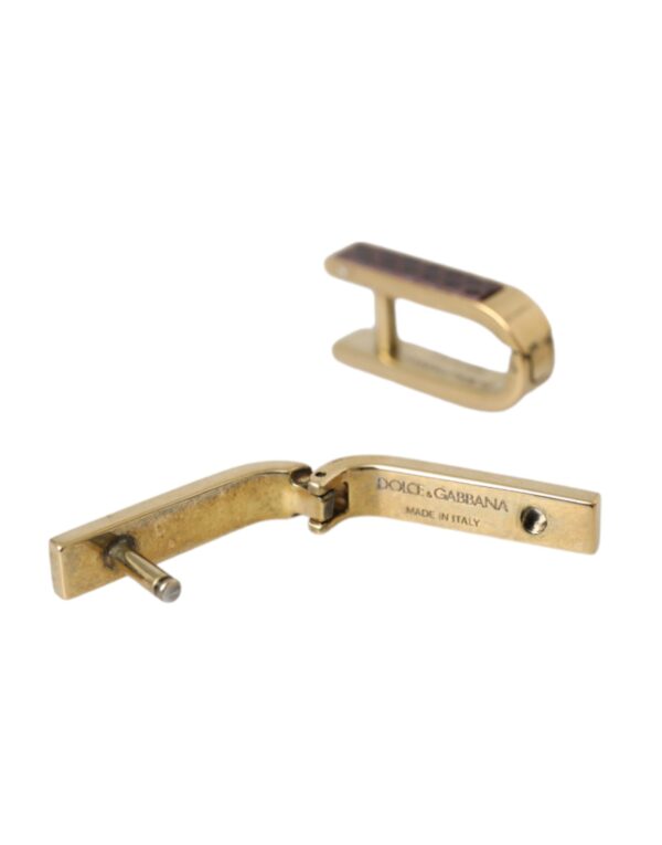 Dolce & Gabbana Gold Plated Metal Brass Pin Men Cufflinks - Image 4