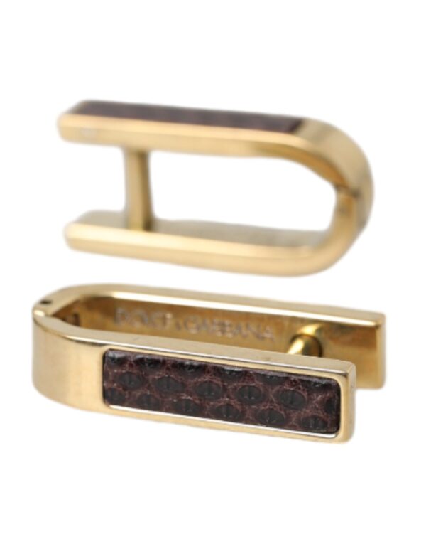 Dolce & Gabbana Gold Plated Metal Brass Pin Men Cufflinks - Image 5