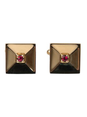 Dolce & Gabbana Gold Plated Brass Crystal Square Pin Cufflinks