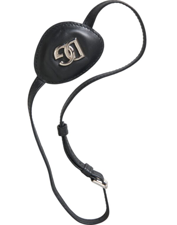 Dolce & Gabbana Black Calfskin Leather Metal DG Logo Eye Patch - Image 2