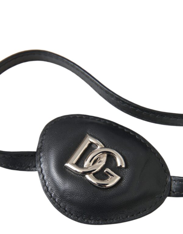 Dolce & Gabbana Black Calfskin Leather Metal DG Logo Eye Patch - Image 3