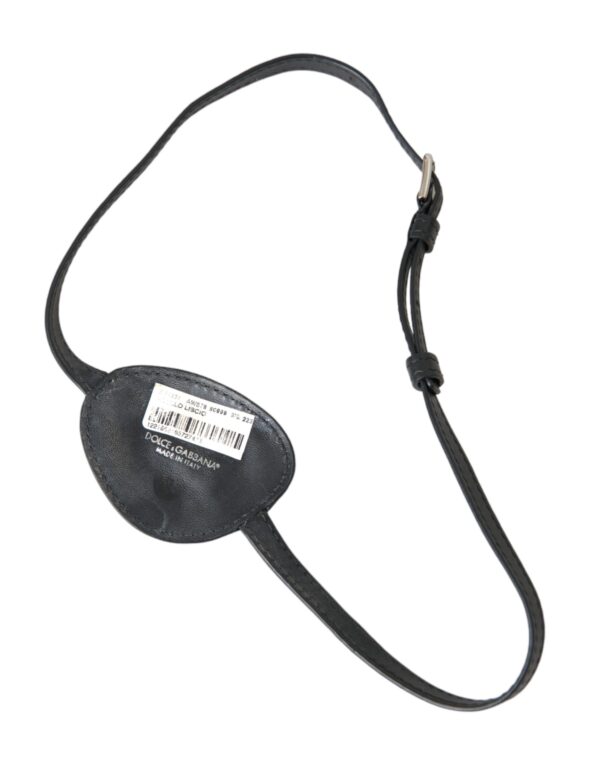 Dolce & Gabbana Black Calfskin Leather Metal DG Logo Eye Patch - Image 4
