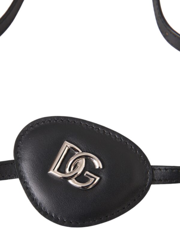 Dolce & Gabbana Black Calfskin Leather Metal DG Logo Eye Patch - Image 2
