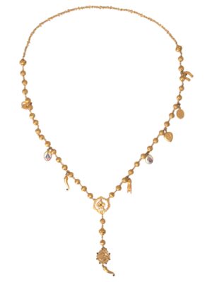 Dolce & Gabbana Gold Tone Chain Brass Beaded Statement Sicily Necklace