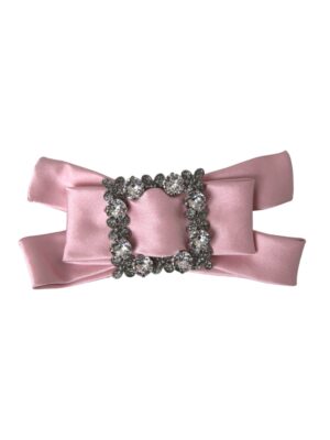 Dolce & Gabbana Pink Satin Crystal Jewelry Brooch Hair Pin